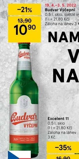 Pivo světlé výčepní Budweiser Budvar