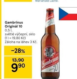 Pivo světlé výčepní Originál 10° Gambrinus