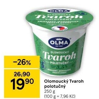 Tvaroh polotučný Olomoucký Olma