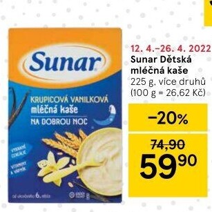 Kaše mléčná Sunar