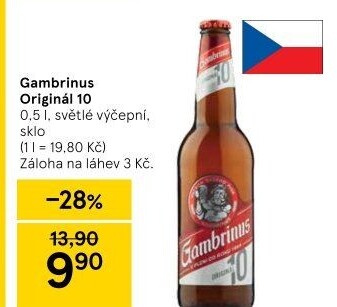 Pivo světlé výčepní Originál 10° Gambrinus