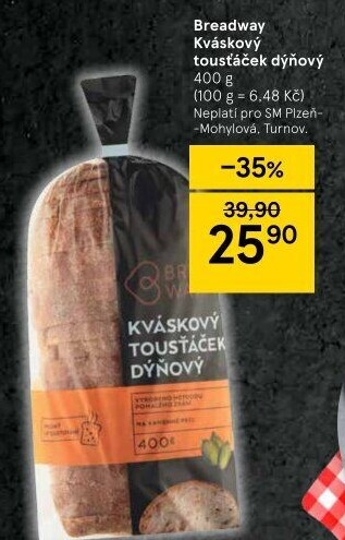 Toustový chléb kváskový dýňový Breadway