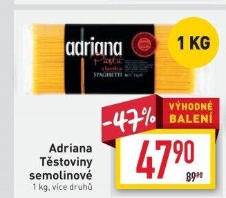 Těstoviny semolinové Adriana