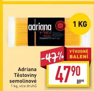 Těstoviny semolinové Adriana
