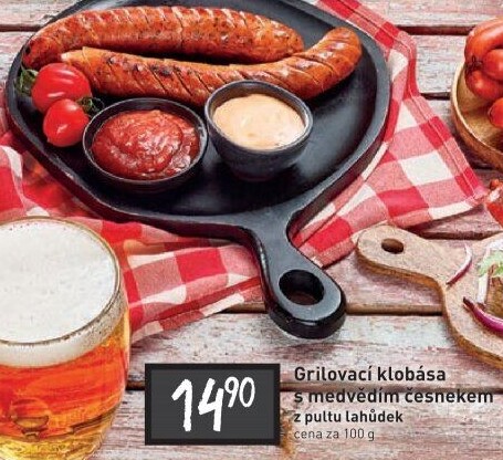 Grilovací klobása s medvědím česnekem