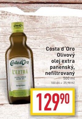 Olivový olej extra panenský nefiltrovaný Costa D'