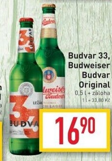 Pivo světlý ležák 33 Budweiser Budvar