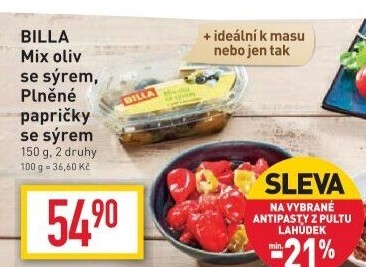 Salát mix se sýrem a olivami Billa