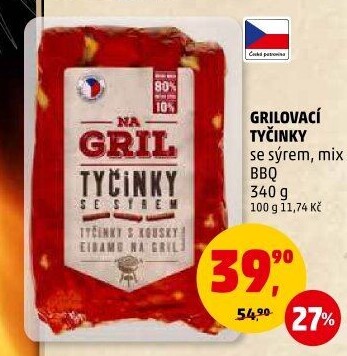 Grilovací tyčinky se sýrem Na gril Penny