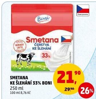 Smetana ke šlehání Boni 33%