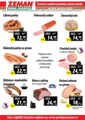 akční leták ZEMAN maso - uzeniny 25.4.2022-30.4.2022