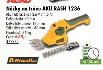 Aku nůžky na trávu Riwall Rash 1236LH
