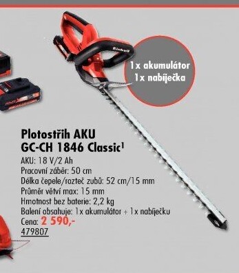 Aku plotostřih Einhell Classic GC-CH 1846 Li Kit