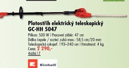 Elektrické nůžky na živý plot teleskopické Einhell GCHH5047