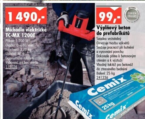 Míchač lepidel a malty TC-MX 1200 E Einhell Classic