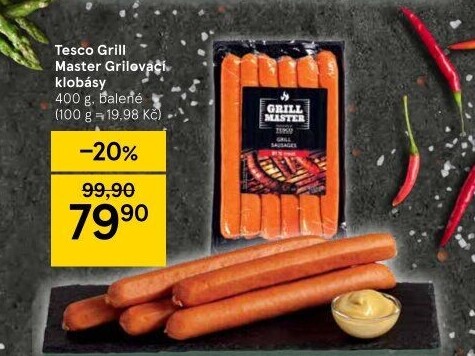 Grilovací klobásy Grill Master Tesco