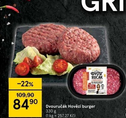 Hovězí burger dvouručák Kostelecké uzeniny