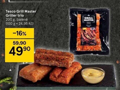 Klobásy Griller trio Grill Master Tesco