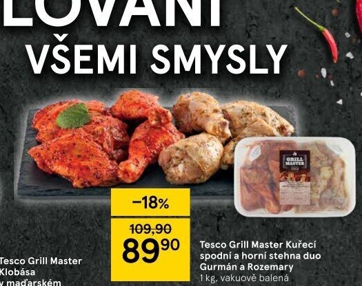 Marinovaná kuřecí stehna Gurmán a Rozemary Grill Master Tesco