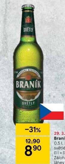 Pivo světlé výčepní 10° Braník