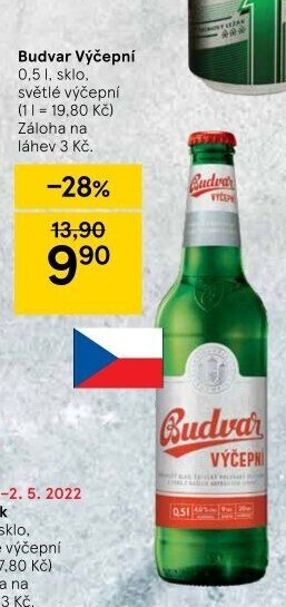 Pivo světlé výčepní Budweiser Budvar