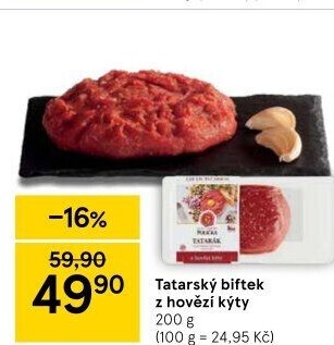 Tatarský biftek z hovězí kýty Maso uzeniny Polička