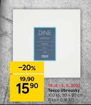 Ubrousky papírové Tesco