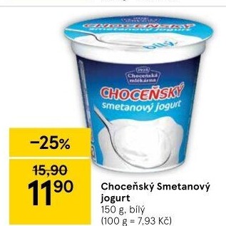 Bílý jogurt smetanový Choceňský
