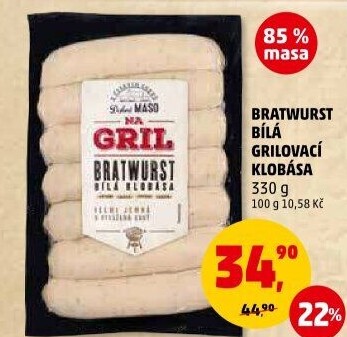 Klobása bílá grilovací bratwurst Na gril Penny