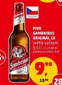 Pivo světlé výčepní Originál 10° Gambrinus