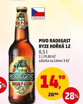 Pivo světlý ležák 12° Ryze hořká Radegast
