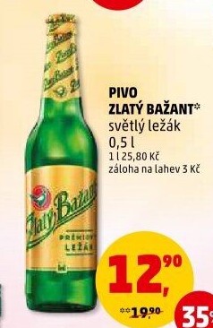 Pivo světlý ležák 12° Zlatý Bažant