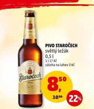 Pivo světlý ležák Staročech
