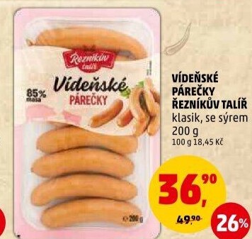 Vídeňské párečky Řezníkův talíř