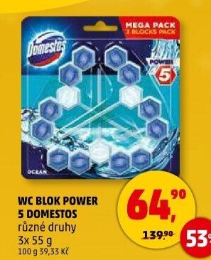 WC blok tuhý Power 5 Domestos