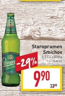 Pivo světlé výčepní 10° Smíchov Staropramen