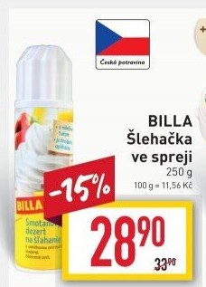 Šlehačka ve spreji Billa