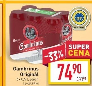 Pivo světlé výčepní Originál 10° Gambrinus
