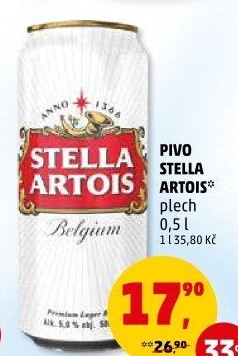 Pivo světlý ležák Stella Artois