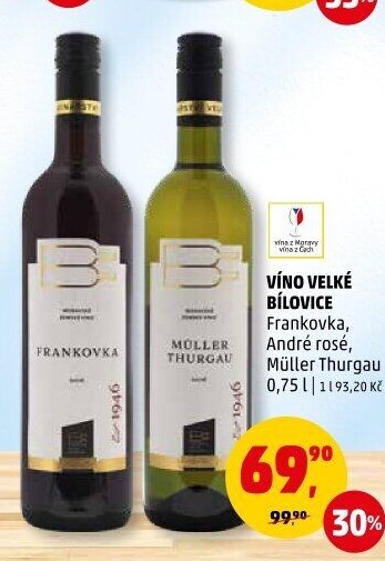 Víno Frankovka Vinařství Velké Bílovice