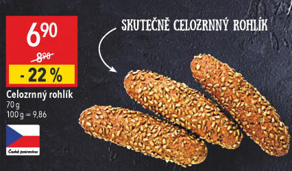 Celozrnný rohlík