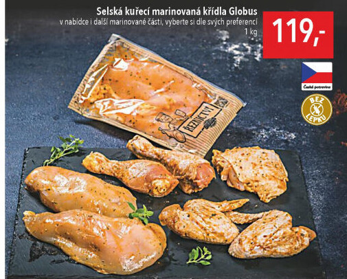 Selská kuřecí marinovaná křídla a stehna mix Globus