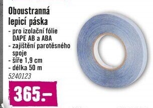 Oboustranná lepicí páska pro izolační fólie
