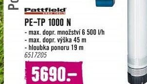 Ponorné čerpadlo hlubinné Pattfield PE-TP 1000 N