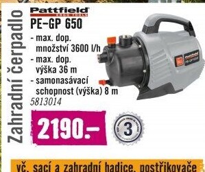 Zahradní čerpadlo Pattfield PE-GP 650 41.801.21