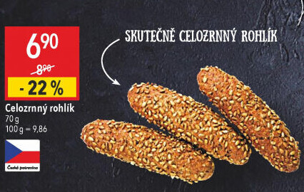 Celozrnný rohlík