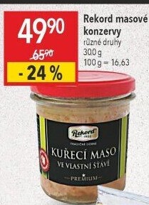 Maso kuřecí ve vlastní šťávě Rekord