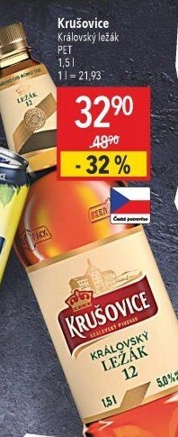Pivo světlý ležák Královská 12° Krušovice
