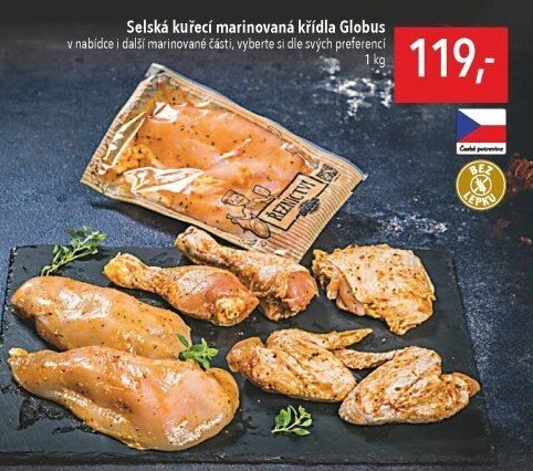 Selská kuřecí marinovaná křídla a stehna mix Globus