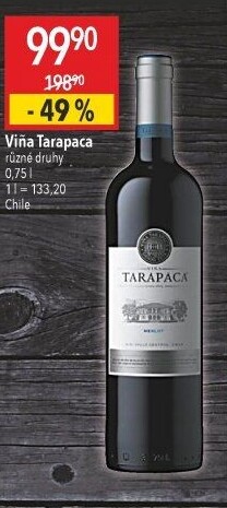 Víno Merlot Viňa Tarapaca
